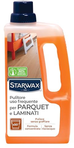 STARWAX - Pulitore uso frequente per parquet e laminati - Elimina le macchie sui parquet e i laminati - Senza risciacquo - Non scivoloso -Prodotto in Francia - 1L - 50 lavaggi da 50m²