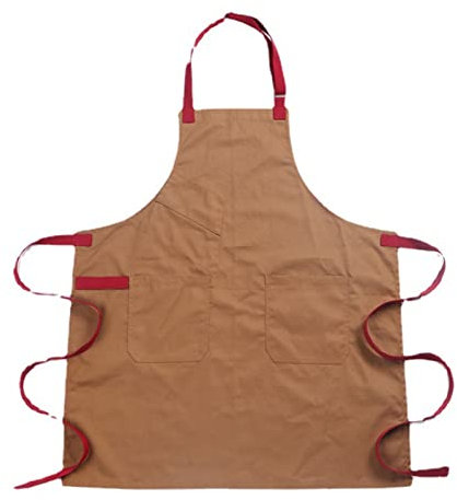 Waxed Canvas Schürzen for Damen Herren, Arbeitsschürze Mit Werkzeugtaschen, wasserdichte Ölbeständige Kochschürze (Color : Brown, Size : XL)