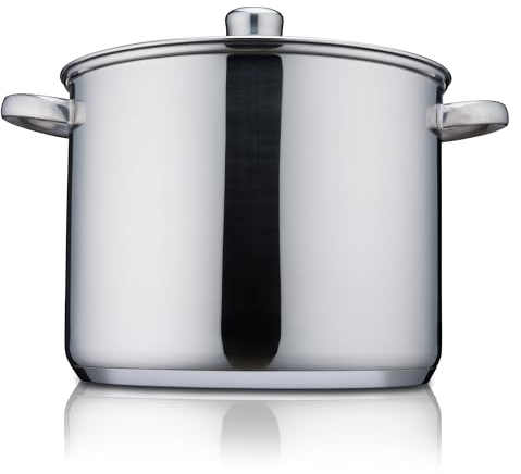 KHG Topf Kochtopf 26 cm, 10 Liter Induktion, Edelstahl unbeschichtet inkl. Glasdeckel | XXL Suppentopf, Großraumtopf, Gemüsetopf | spülmaschinengeeignet, für alle Herdarten geeignet