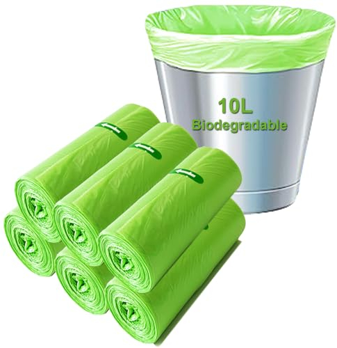 120 Sacchetti Umido Biodegradabili, Sacchetti Per Rifiuti Biodegradabili 10 litri, piccoli, 10L, compostabili, 100% riciclati, biodegradabili, per cucina e ufficio, colore verde, 45x50 cm