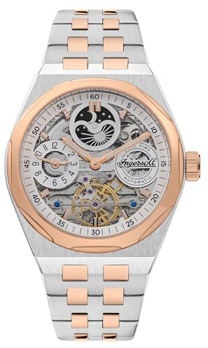Ingersoll 1892 The Broadway Herren-Automatikuhr, 43 mm, mit skelettiertem Zifferblatt und Edelstahlarmband