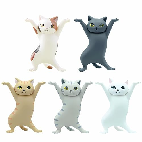 genkigold Conjunto de Adorables Porta Bolígrafos de Gato de - Regalos Lindos, Accesorios Kawaii, Divertida Decoración para Escritorio y Habitación, para Amantes de Gatos - Multicolor, Set de 5 Piezas