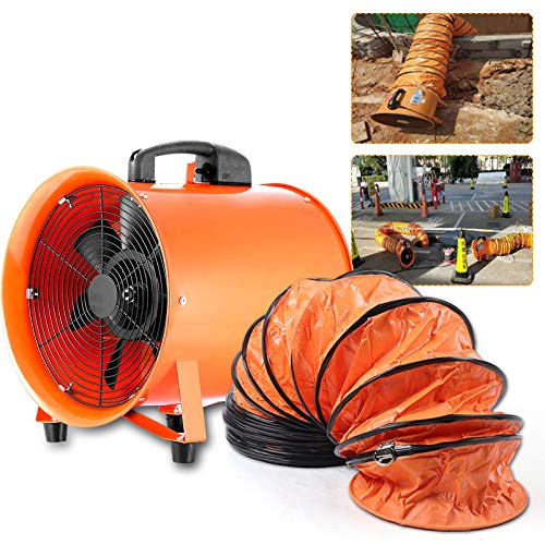 Gebläse Axialgebläse Baugebläse Ventilator Lüftergebläse mit 10m PVC Schlauch Industrieventilator Axialgebläse Lüfter Baugebläse ø250mm