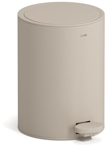stardis 3 Litre Pedal Bin Stainless Steel Matt Soft Close Hinged Lid Quiet Closing Inner Bin Rubbish Bin Bathroom Bin Taupe Beige