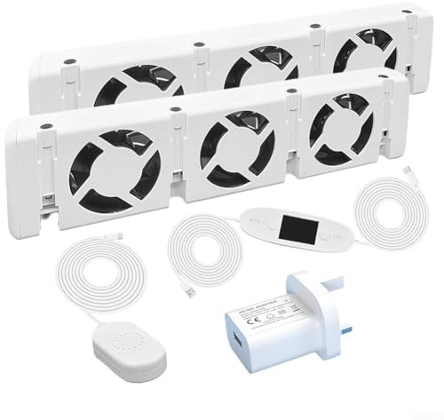 RANRAO Radiator Fan, 3.0 Radiator Fan Smart Radiator Booster Extension Set Ventilator Fan, Heater Booster For Underheaters And Radiators(D-uo set)