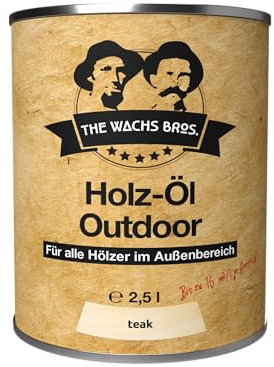 Outdoor Holzöl - 2,5 L - Teak - Premium Holzschutz für Außen - Nachhaltiges Pflegeöl mit UV-Schutz - Wasserabweisend und Langlebig - THE WACHS BROS.