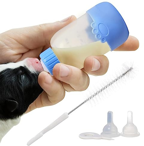 FOUNCY Nursing Bottles for Kittens,Puppy Milk Feeder 100ml | Food Grade Soft Teat and Brush, Kitten Supplies for Small Animals, Kittens, Rabbits