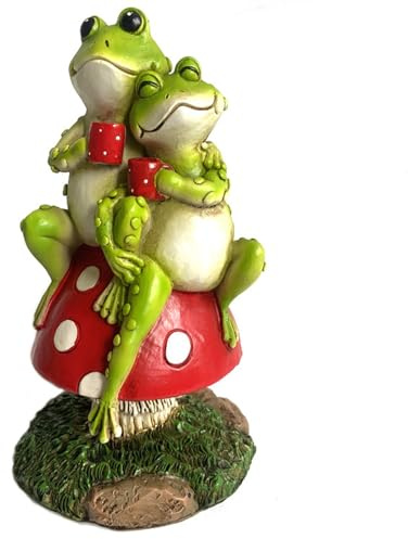 Frosch Statue Garten Deko Harz Frosch Figur Deko Gartendeko Tierfigur Gartenfrosch Deko Garten Figur Frosch Dekofigur Harz Gartenfigur Gartendeko Frosch Gartenstatuen Maltisch Für (Green-B, One Size)