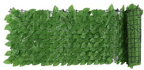 Nurnesy Clôture brise-vue en lierre artificiel de 1,6 x 9,8 m - Connexion renforcée par des feuilles vertes - Empêche les feuilles de tomber - Panneaux de haie artificielles - Vigne verte - Décoratif