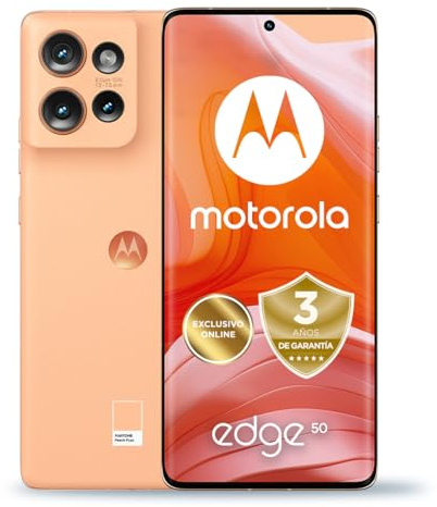 Motorola Edge 50, 24GB (12+12GB RAM Boost)/512GB, España, certificación Militar de Durabilidad, Pantalla 6,7 pOLED 1.5K, cámara 50MP y Zoom Optico 3X, Carga TurboPower de 68 W, Funda, Peach Fuzz