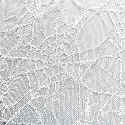 Spinnennetz Tüllstoff dekorativer weicher Tüll Halloween Tüllstoff 160cm Tüllstoff, Spitzentüllstoff, Halloween Dekoration, Dekostoff, Kostümstoff (weiß)