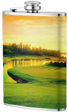 Flasque portable en acier inoxydable avec petit drapeau pour terrain de golf, poche plate pour liqueur, vin