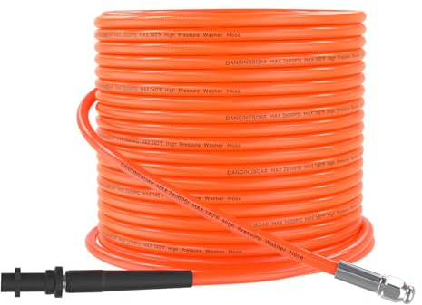 DANCINGBOAR 15M Tuyau Déboucheur Canalisation pour Nettoyeur Haute Pression, Compatible Séries Karcher K2 K3 K4 K5 K6 K7，Furet Pour Karcher un Nettoyage Facile Des Tuyaux Éviers, 2600PSI/180BAR