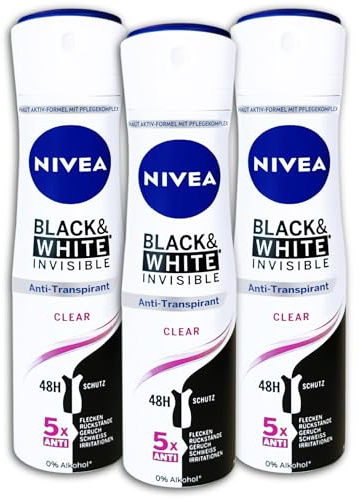 Confezione da 3 deodoranti Nivea Black & White Invisible Clear Anti Transpirant Spray 3 x 150 ml