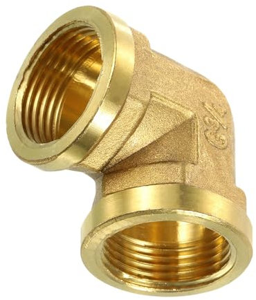 MACHSWON 3/4 Inch Female to 3/4 Inch Female Pipe Fitting, Brass L-Shaped Right Angle 90 Degree Elbow, Connector for Plumbing, Air, Gas, Fuel, Oil, 42x42mm