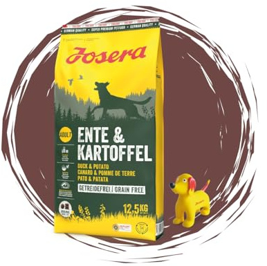 Josera - Hundefutter - Josera Exclusive Ente & Kartoffel - Getreidefreies Hundefutter für Genießer - Trockenfutter 12,5 KG + Goodie Quietsche Seppl