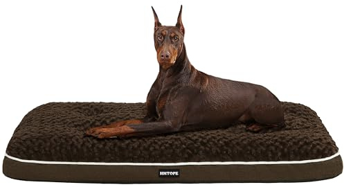 HMTOPE Ortopedisk hundsäng, hundmatta med dubbla våningar design, tvättbar hundkudde, avtagbar hundkorg, 120 cm för stora hundar, brun