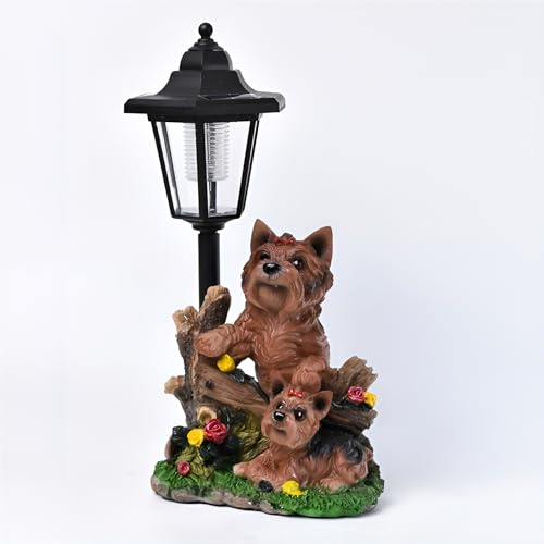 Hund Figuren mit LED Solar Laterne,Dog Gartenfiguren für Außen,Lustige Hunde Gartendeko Hundebesitzer Geschenk für Frauen Männer Mama Geburtstagsgeschenk für Rasen,Terrasse,Fensterbank (Stil 4)