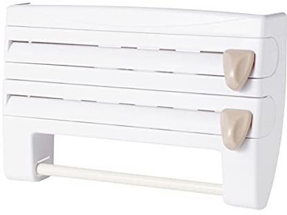 Estante de almacenamiento 3 en 1 para cocina, dispensador de papel de aluminio, soporte para toallas de papel, rollo de papel