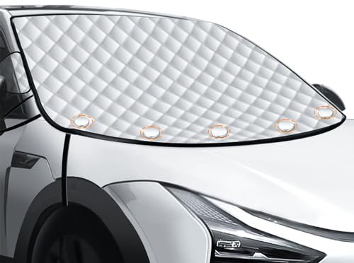 Autreykorn Copri Parabrezza Auto Ghiaccio Inverno con 5 Magneti, Antigrandine Antieve Antighiaccio e Anti UV Adatto per Berline e SUV 157x126 cm con Borsa
