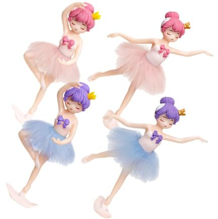 BESPORTBLE 4stücke Tortenaufsatz Ballerina Aus PVC Zarte Tanzende Mädchen Statue Dekoratives Accessoire Für Kuchen Cupcake-Topper Party Und Festivaldekoration