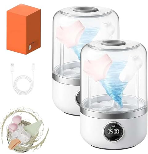 Lavadora Inteligente de Taza, Portátil E Inalámbrica, Minilavadora Recargable por Usb-c, Automática, Ideal For Viajes, Ropa Interior, Calcetines y Limpiador Inalámbrico(2pc)