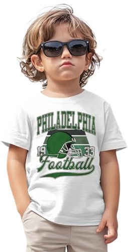 Toddler Boy Girl Football Shirt Retro Game Day T-Shirt Funny Football Helmet Graphic Tee Kids Summer Short Sleeve Tops(White-96,5-6T(120))