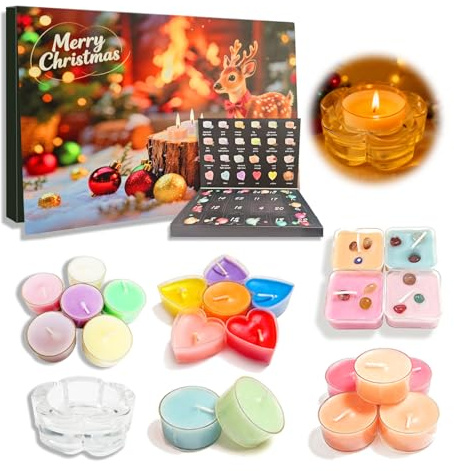 Candle Advent Calendar 2025 Women, Christmas Advent Calendar 2025, 24 Days Countdown Candles for Teenage Girls Ladies Christmas Candle Gift for Mom Wife Girlfriend