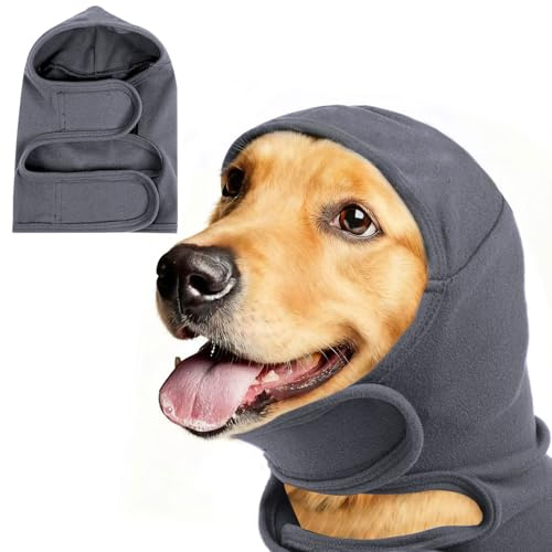 YushengTai Ohrenschützer Hund, Ohrenschutz für Hunde, Selbstklebendem Haustier Ohrenklappe, Beruhigende Ohrenklappe mit Halswärmer, Winter Mütze Kopfwickel Ohrenschützer für Angstlinderung