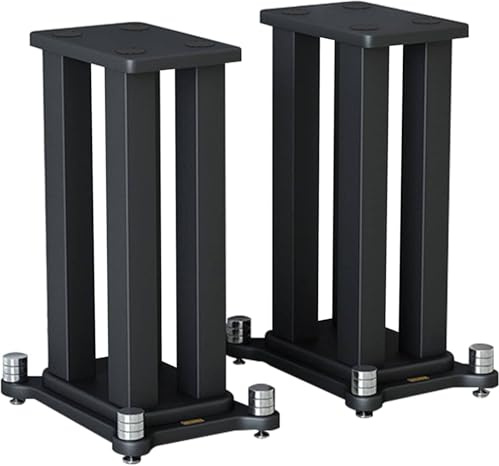 Lot de 2 supports de haut-parleur au sol, cadre en acier robuste avec pieds antidérapants pour une meilleure stabilité, idéal pour la configuration audio à la maison et en studio