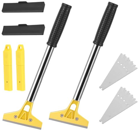 Tapetenentferner Set, 2 Stück Tapetenschaber mit 20 Ersatzklingen und Schutzhülle, 4 Gummigriff, Farbschaber Bodenschaber Fensterschaber zum Entfernen von Tapeten und Bodenfliesen Kleber Farbe