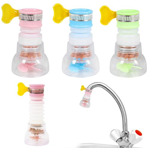 3PCS Water Tap Filter,PVC Faucet Water Filter,Can Be Extended and Rotated,Activated Carbon Kitchen Tap Filter for Home Kitchen Bathroom