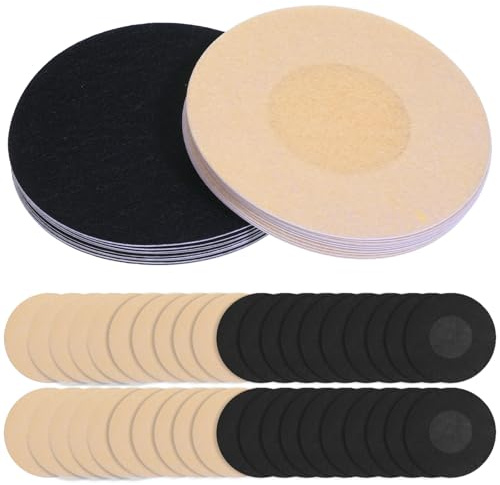 Yuomeaz 40Pcs Nipple Covers, Disposable Nipple Cover Stickers for Women, Invisible Breast Cover Self Adhesive, Non-Woven Breathable Fabric Pasties (Black Beige)