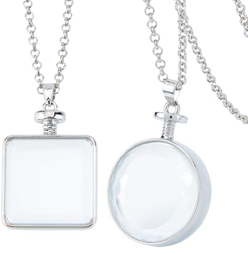 SUPERFINDINGS 2 Stücke 2 Stile Foto Medaillon Anhänger Bilder Medaillon zum Öffnen Mit Kette Halskette Erinnerung DIY Quadratische Anhänger Halsketten Mit Glas Cabochons Foto Rahmen Medaillons Charm
