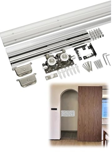 Kit ferramenta for porte Ghost: binario invisibile e tampone silenzioso for porte scorrevoli, adatto a porte in legno/alluminio(3.9ft)