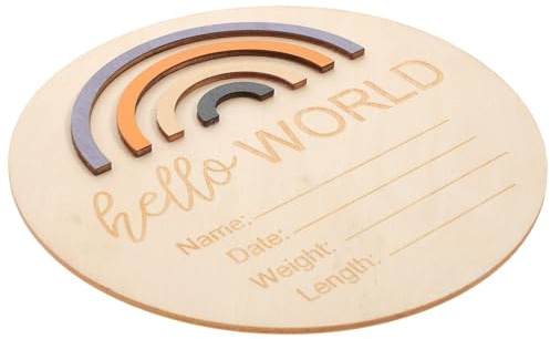 Gogogmee Holz Namensschild für Neugeborene im Krankenhaus mit Beschreibbarer Oberfläche und Sicher für Babys zur Babyzimmerdekoration und Geburtsanzeige im Monatlichen Design