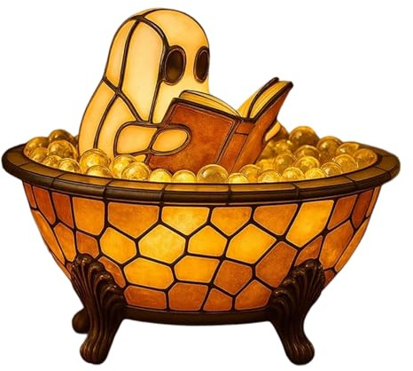 Halloween Ghost Lights - Bathtub Reading Book Lamp,Halloween Night Light - for Pathway Bedroom Kitchen Office Home House Window (Orange)