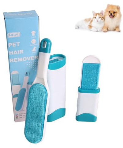 3-Teiliges Set Tierhaarentfernerbürste, Haustier-Bürste, Fusselbürste Doppelseitig Selbstreinigend Fusselbürste Tierhaare Haustier Hund Katze Haarentferner, Katzenhaarentferner (A)
