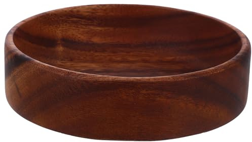 BESPORTBLE Bandeja de Madera Maciza para Servir Fruta Plato Redondo 16X16X45 CM Cuenco Decorativo para Aperitivos y Snacks Adecuado Uso Mesa Reutilizable