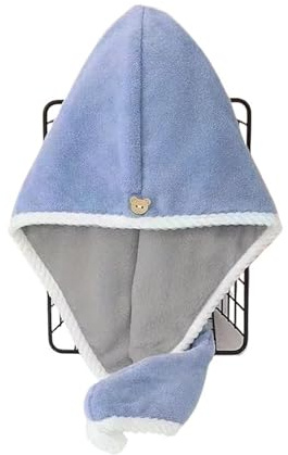 FJOADNVM haarhandtuch Doppellagige, verdickte Haartrockenhaube – Super saugfähiges, schnelltrocknendes Handtuch, weiches Dusch- und Badeaccessoire for die Kopfpflege(Blue)