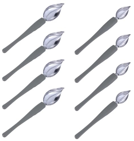 NUOBESTY 8 pièces Cuillères à Sauce Inoxydable Cuillères Décoratives pour Desserts et Plats Outils de Peinture Culinaire pour Art Du Café Manche Antidérapant Grand et Petit