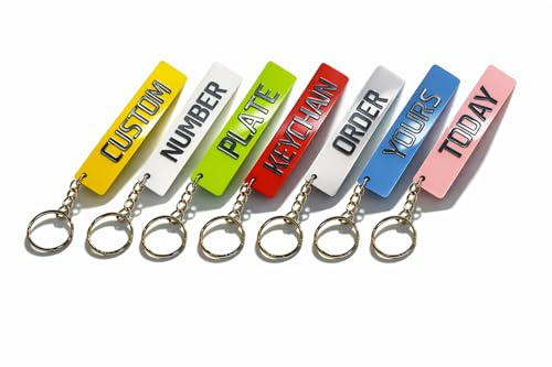 Custom 4D Number Plate Keyring – Mini Registration Plate Style Keychain with Raised 4D Letters – Personalised Gift – 7 Colour Options