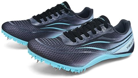 Zapatillas de Atletismo Hombre Zapatos Carreras Transpirables Antideslizantes Carreras, Ligeras Malla Zapatos 8 Clavos Velocidad,Black Moon,38 EU
