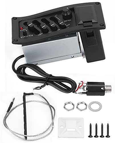 Akustikgitarren-Pickup mit Equalizer, Soundloch-Pickup für elektrische Akustikgitarre, Vorverstärker-System mit Bass-Mittel-Höhen-Steuerung und Pickup-Streifen für Live-Auftritte