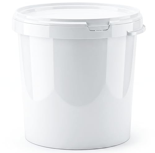 Invigortex 30 Litre White Food-Grade Plastic Bucket with Tamper-Evident Lid and Handle - BPA-Free Polypropylene Industrial Heavy-Duty Storage - Versatile Multi-Use - Made in Denmark (1)