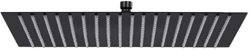 Regenduschkopf 50x50 cm Quadratisch Schwarz Edelstahl Duschbrause mit 324 Antikalk-Düsen Luxus Regendusche für Wand- oder Deckenmontage