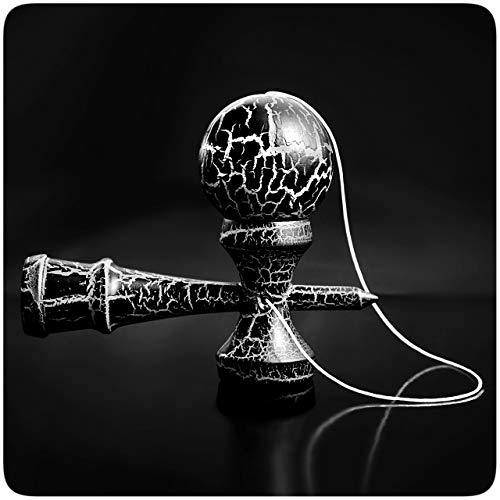 PRECORN Kendama Geschicklichkeitsspiel schwarz/weiß Kugel Kinder-Spielzeug Holz-Kugelfangspiel Konzentrationsspiele Geschenk-Ideen für Indoor Outdoor