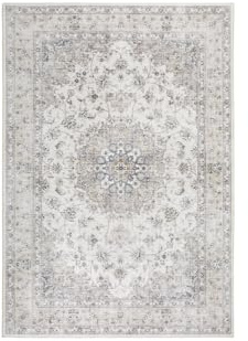 -LUXOR- living Teppich Wohnzimmer Prima im Vintage Design - Wohnzimmerteppich Teppich Kurzflor Digitaldruck in zeitlosem Design Creme 120 x 170 cm