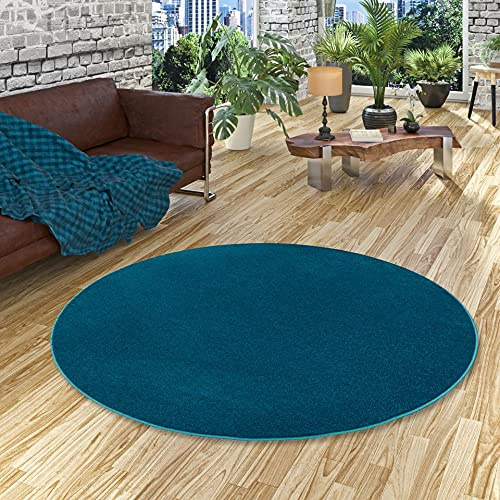 Snapstyle Hochflor Velours Teppich Luna Petrol Rund in 7 Größen