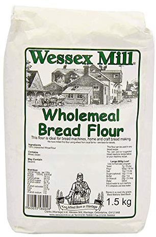 Wessex kvarn fullkornsmjöl – mjöl av högsta kvalitet för brödtillverkning, 5 x 1,5 kg